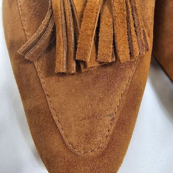 NIB Veronica Beard Cleo Tassel Snip Toe Loafers in Camel - Size 7 - Picture 7 of 10